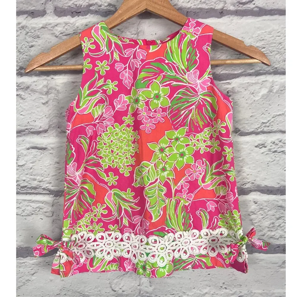 Lilly Pulitzer Girls 6 Preppy Coastal Resortwear Eyelet‎ Lace Bloomcore Tank Top
